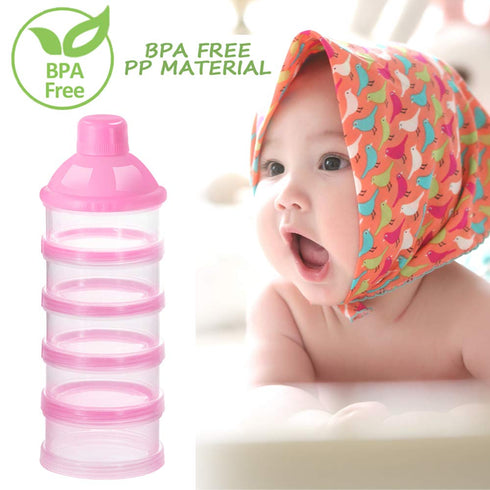 Accmor 5 Formula Dispenser On The Go, Compartments Stackable Formula Container for Travel, Baby Milk Powder Kids Snack