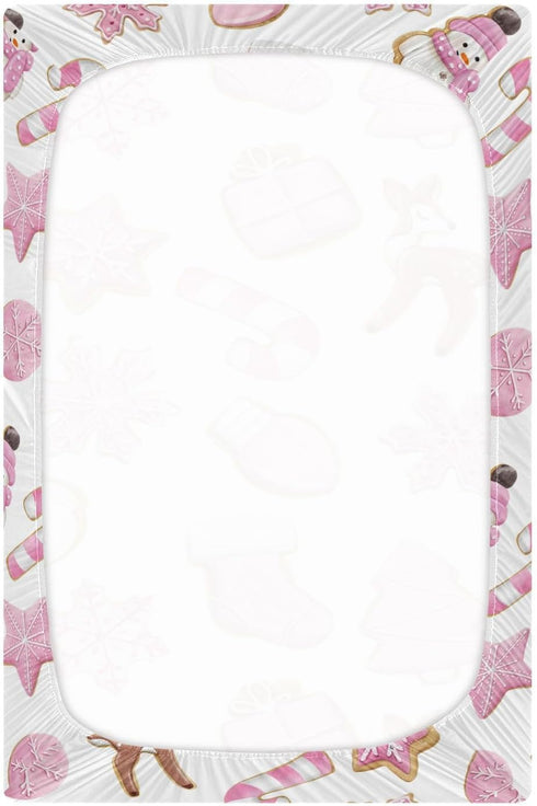 J JOYSAY Pack Pad,39 27 Pink Christmas Cookies Fitted Crib Sheet for Boys Girls Baby Crib Sheet Crib Mattress Sheet