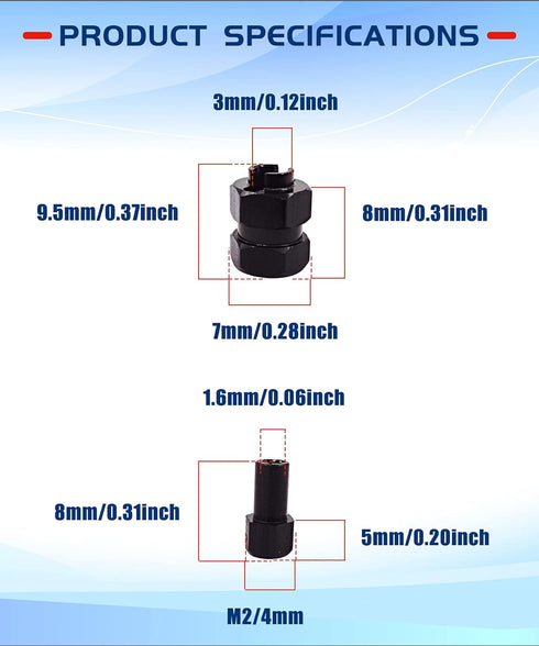 Aluminum Alloy 7mm RC Wheel Hex Hub Spacer with 9.5mm Offset Extension 4Pcs for AXIAL SCX24