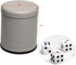 Set 16mm Leatherette Dice Cup Felt Lined with Dot Dices Shaker for Yahtzee Bar Party Dice Games - Grey