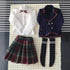 niannyyhouse 1/4 BJD Dolls Clothes Dark Blue Plaid School Uniform Blazer Outfit with Skirt and Socks (1/4BJD-Girl)