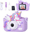 Unicorn Toys Camera for Kids Girls Age 3-8, Digital Selfie Video Camera with HD 1080P, 32GB SD Card, Purple