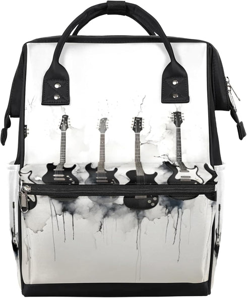Hsnar Music Guitar Waterproof Diaper Bag Backpack Large Capacity Baby Bag with Stroller