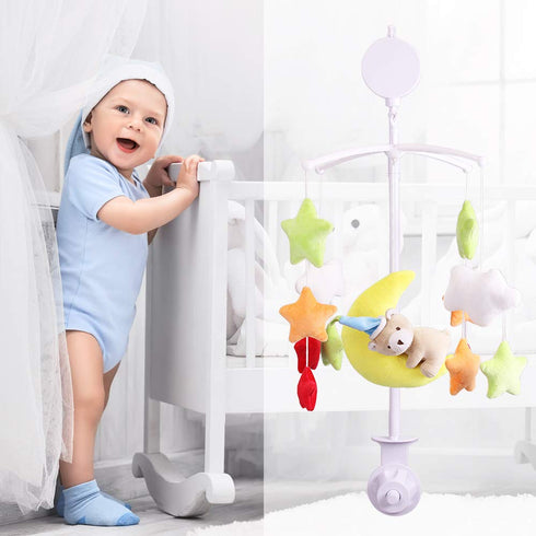 AFUNTA 26 Inch Baby Mobile for Crib, Adjustable Screw Crib Mobile Arm with Music Box Holder, Crib Mobile for Baby Girl