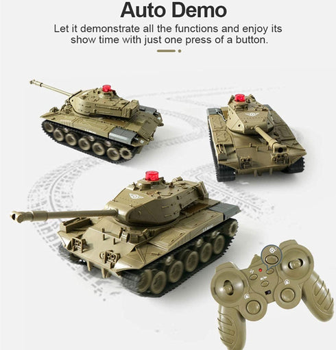 RC Tank Military Truck Vehicles, 2.4Ghz Radio Controlled Battle Tank Toy with 270° Rotational Sounds for Kids