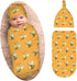 Cute Bee Baby Stuff Newborn Swaddle Blanket with Beanie Set, Soft Stretchy Swaddle Sack for Boy and Girl