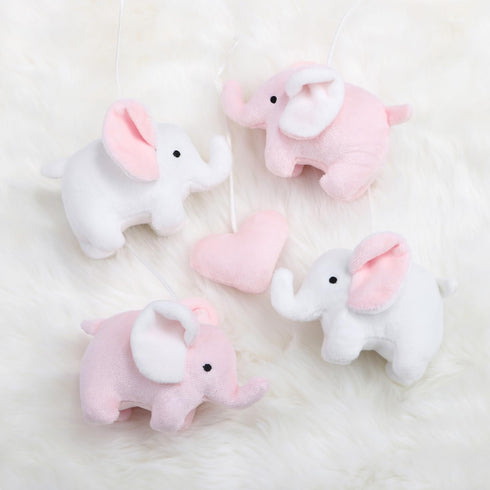 12 The Peanutshell Crib Mobile for Girls - Soft Pink Musical Baby Crib Mobile with Lullabies, Cute Elephant Baby Pink