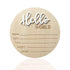 Baby Announcement Sign, 5.9 Inch Wooden Hello World Newborn Signs, Birth Announcement