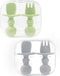 DF DUALFERV 4 Pcs Baby Spoons for Self Feeding, Silicone Toddler Utensils with 2 Cases, Green, Grey