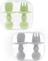 DF DUALFERV 4 Pcs Baby Spoons for Self Feeding, Silicone Toddler Utensils with 2 Cases, Green, Grey