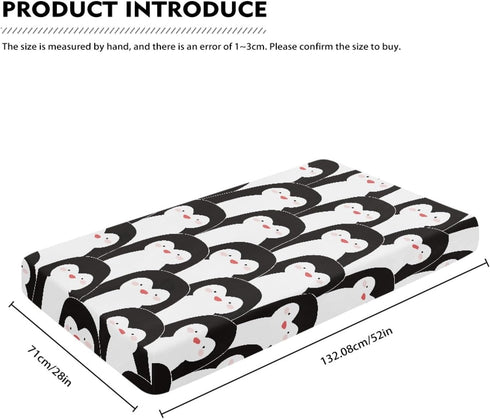 Winpema 28"x52" Cute Penguins Fitted Crib Sheet Penguin Cartoon Baby Crib Sheet Fit Standard Crib and Toddler
