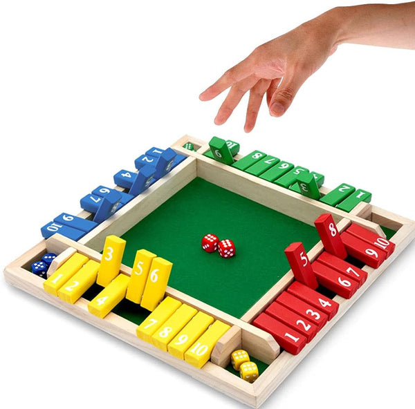 Nicecho Shut The Box Dice Game, 2-4 Player Family Wooden Board Game for Adults and Kids