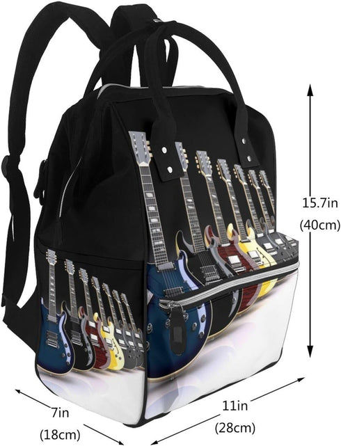 OUSIKA Backpack Daypacks electric guitar Print Diaper Bag Multifunction Laptop Travel Large Nappy Bag, Black, One Size