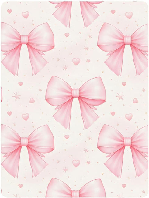 CZXW 52" 28" Bows Light Pink Crib Sheets Fitted x Natural Cotton Soft & Breathable for Baby Crib Mattress