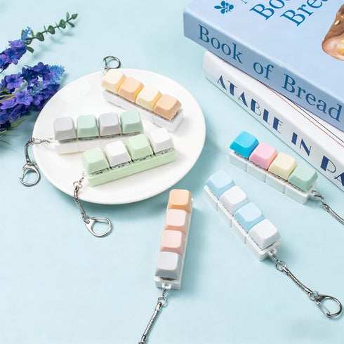 2 4 Pcs Keyboard Clicker Fidget Toy, Cute Keyboard Fidget Toy for Adult, Keys Anxiety Toy Keyboard Keychain for Stress