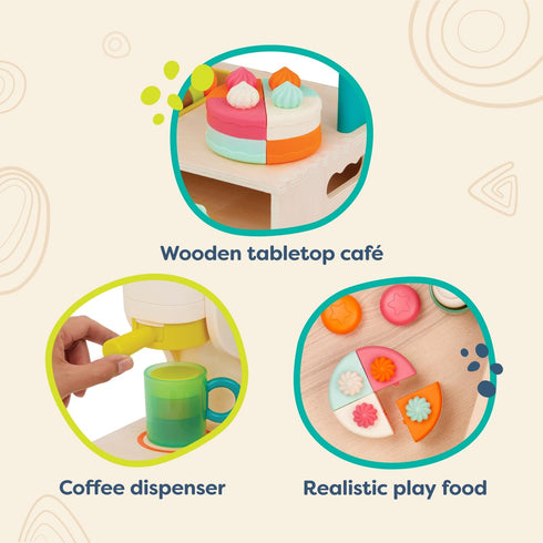 Playset, Set 3+ B. toys Mini Chef Coffee Shop Pretend Barista & Baking with Machine, Cups, Bakery, and Delicious
