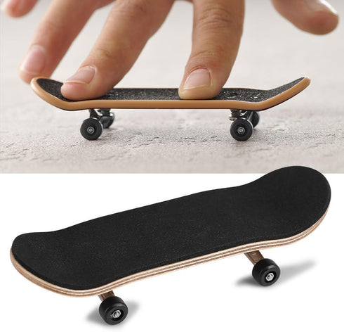 Combort Finger Skateboards Set, 1Pc Maple Wooden + Alloy Fingerboard with Box, Kids Gifts (Black)