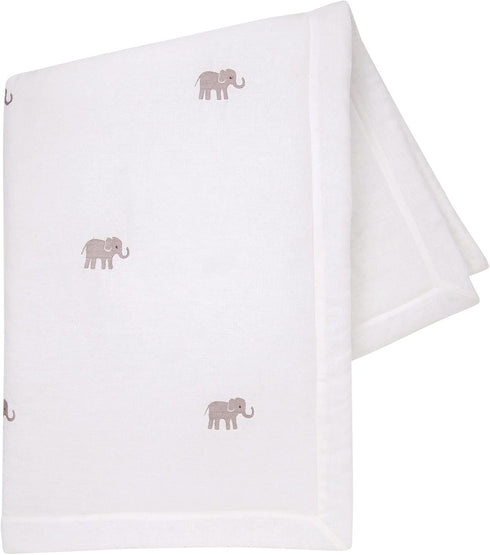 Creamy White Elephant Embroidered Baby Crib Quilt