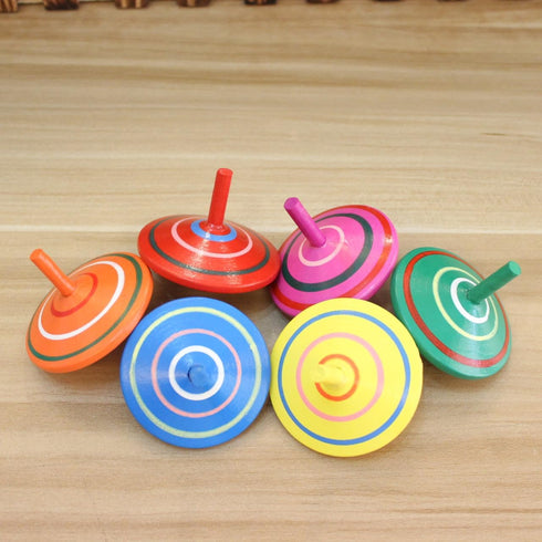 GoodPlay 3 Pcs/Set Gyroscope, Handmade Painted Wood Spinning Tops, Educational Kindergarten Toys