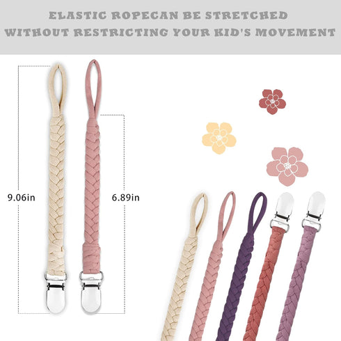 100% Braided Pacifier Clip for Boys & Baby Girl, Binky Clips Pacifier Holder Handmade Teething Straps Unisex Design