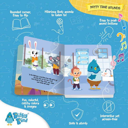 DITTY BIRD Potty Time Sound Book | Interactive Board Books for Toddlers 1-3 | Nursery Rhyme Toys for 1-3 Year Olds