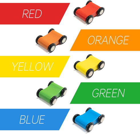 1 2 3 Set 5/7 Racer-5 WOOD CITY Toddler Toys for Years Old, Wooden Car Ramp Racer Toy Vehicle with Mini Cars & Race