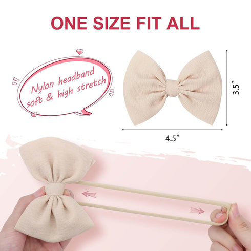 YanJie 3 Pcs Soft Nylon Headbands for Baby Girls - Hair Bow Hair Accessories for Newborn Infant Toddler Kids