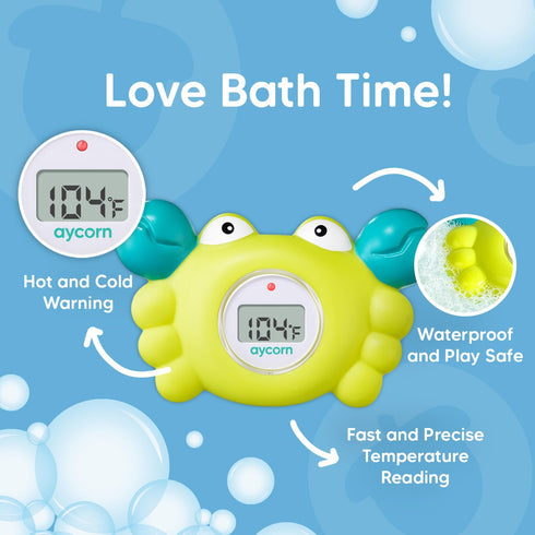 Aycorn Digital Baby Bath & Room Thermometer - Fahrenheit with LED Display & Temperature Warning