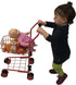 The New York Doll Collection Toy Shopping Cart for Kids - Includes Food, Folds for Easy Storage, Red