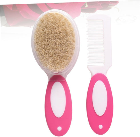 PERSELOSO 2pcs Set Newborn Hair Brush Hairbrush Boy Girl Comb Kit Care Comb Brush