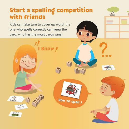 Coogam Spelling Games - Wooden Matching Letters Toy with Flash Cards, Montessori ABC Learning Puzzle Gift for Kids