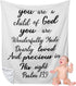 Christian Gift for Baby Plush Blanket with Dotted Backing, Baptism Blanket Scripture Quote Swaddle for Newborn Boy