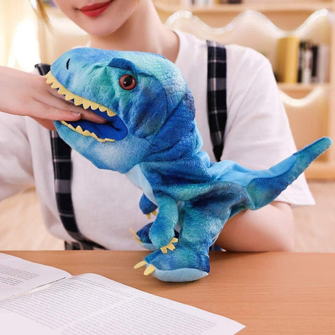 HooYiiok Plush Dinosaur Hand Puppets, Cute Soft Toy for Kids - 11 inches with Movable Mouth for Role Play