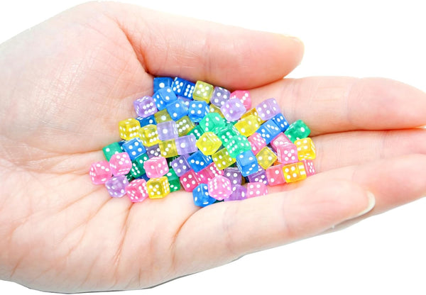 SmartDealsPro 100 Assorted D6 Mini Tiny Dice Game Dot Square Dice for