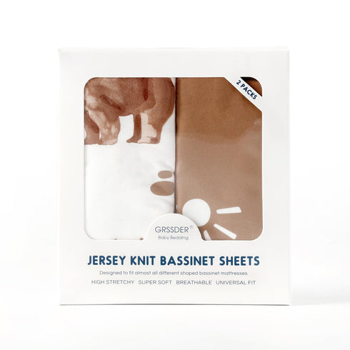 GRSSDER Stretchy Ultra Soft Bassinet Sheet 2 Pack, Universal Fit for Baby Cradle or Changing Table, Sunny Bear Print