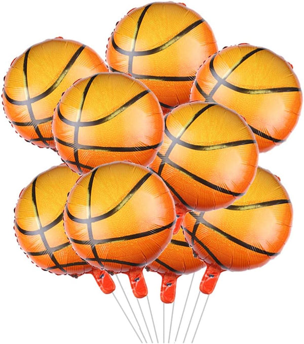 10pcs Basketball Balloons 18inch, Aluminum Foil Sports Mylar Balloons for Basketball Birthday Party Decorations
