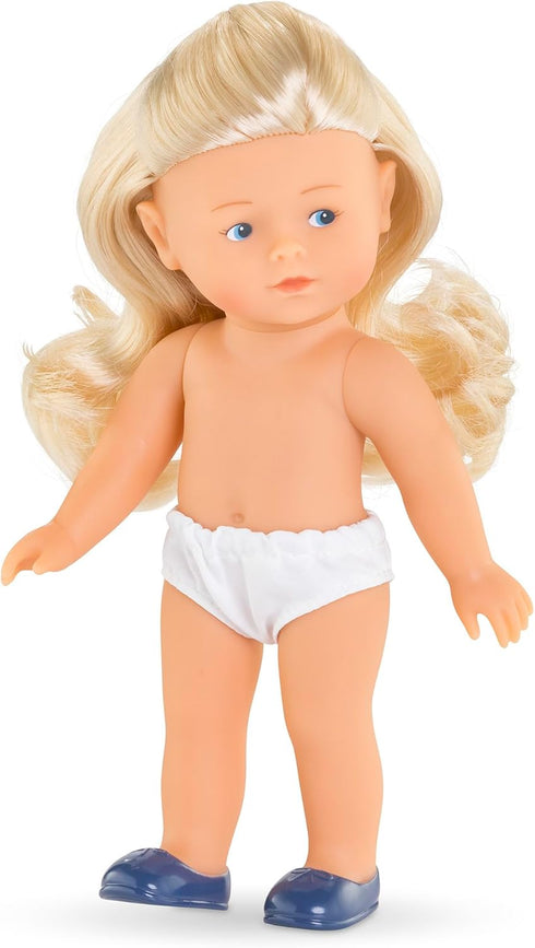 Corolle Mini Corolline Rosy 8" Doll - Anniversary Edition with Special Floral Dress, Blond Hair & Blue Eyes, for Ages 3+