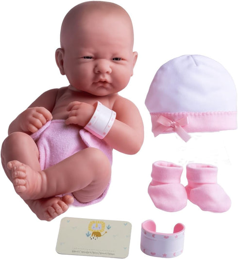 8 Set 14" 2+ piece Layette Baby Doll Gift | JC Toys - La Newborn Nursery | Life-Like Doll w/ Accessories | Pink | Ages