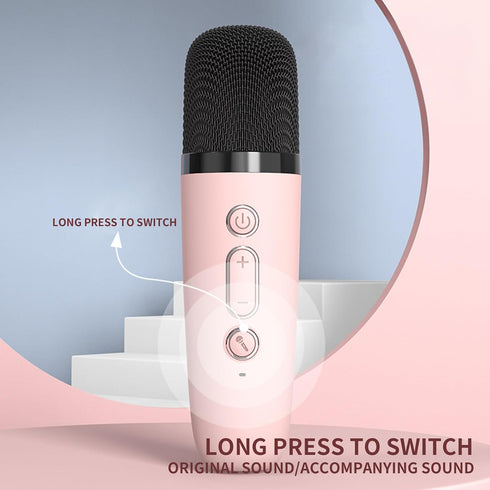 Mini Karaoke Machine for Kids, Portable Bluetooth Speaker with Wireless Microphone, Music Player Toys for Girls and
