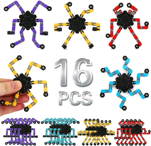 16 Pack Fidget Spinners Deformable Stress Relief Sensory Toy Robot Spinner DIY