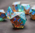 Handmade Sharp Edge Color DND Dice, 7 Piece Polyhedral Dice for TTRPGs, Dungeons and Dragons, Ice Tea with Mint