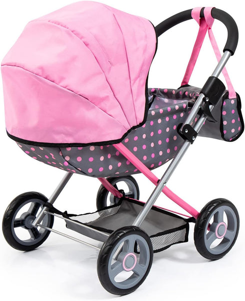 18 Bayer Doll Pram Carriage, Foldable Stroller for Dolls up to in with Blanket, Pillow & Handbag
