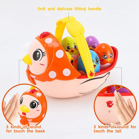 Baby Easter Egg Toy Basket with 6PCS Matching Musical Eggs | Easter Basket Ideas for 1-5 Year Old Boys & Girls
