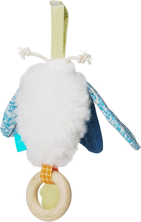 Manhattan Toy Folklore Plush Luna Moth - Soft Baby Travel Toy with Crinkle Fabric Wings, Mirror & Wooden Teether Ring