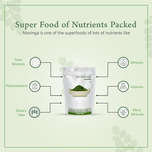 Generic (500gm) Moringa Powder | Drumstick Powder | for Skin, Hair & Health