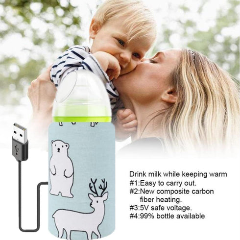 Portable Bottle Keep Warm, USB Travel Milk Heat Keeper, Baby Bottle Keep Warmer for Car Tavel, Storage Cover Insulation
