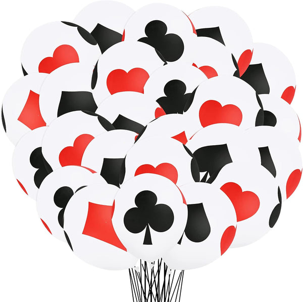 30 Pcs 12 Inches Casino Balloons, Poker Decoration Latex Balloons for Birthday Party Decorations