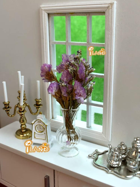 iLAND Miniature Dollhouse Accessories for Barbie Furniture, Glass Vases with Dried Flowers Set