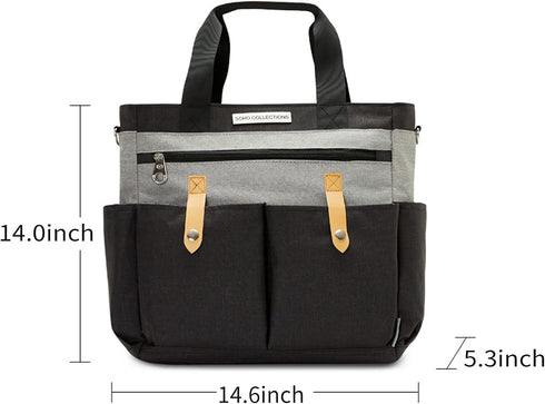 Diaper Bag Tote with Changing Pad and Stroller Bag, Baby Travel Diaper Tote for Mom and Dad,Shoulder Handbag Black