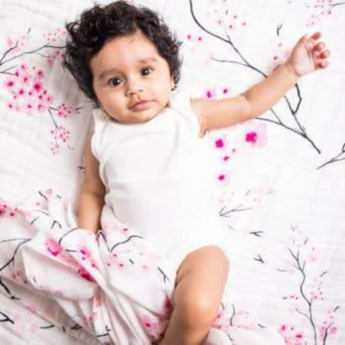 Malabar Baby Organic Cotton Reversible Muslin Snug Blanket, Luxurious Everything Baby Receiving Stroller Blankets